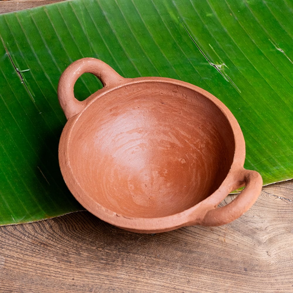 【10個セット】ワラン - スリランカ伝統の素焼き鍋 取っ手付き walang テラコッタ製 直径：18cm程度1枚目の説明写真です