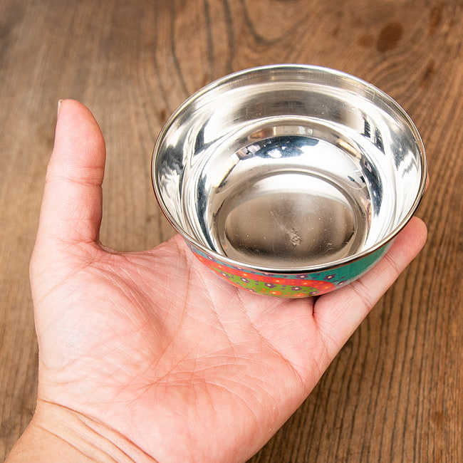 手描きカシミールペイントのカトリ・カレー小皿[直径：10cm x 高さ：4cm ] - ターコイズペイズリー 5 - これくらいのサイズ感になります。