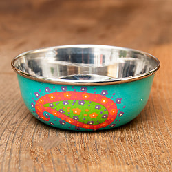 手描きカシミールペイントのカトリ・カレー小皿[直径：10cm x 高さ：4cm ] - ターコイズペイズリーの商品写真