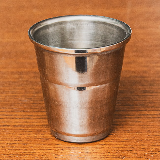 小さなステンレスのチャイカップ　プージャグラス　ショットグラスサイズ〔約5cm 約50ml〕 6 - デザイン2