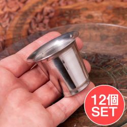 【12個セット】小さなステンレスのチャイカップ　プージャグラス　ショットグラスサイズ〔約4.4cm 約40ml〕の商品写真