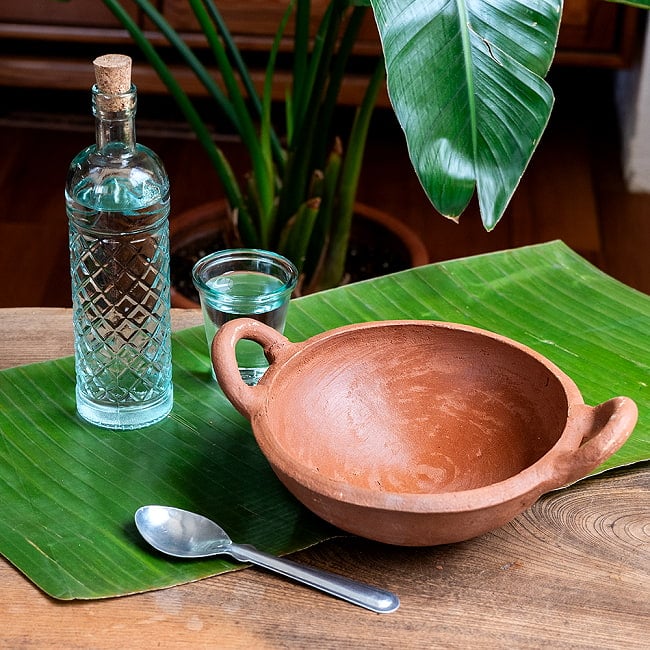 【3個セット】ワラン - スリランカ伝統の素焼き鍋 取っ手付き walang テラコッタ製 直径：20.5cm程度 3 - やさしい風合いで食卓を彩ります
