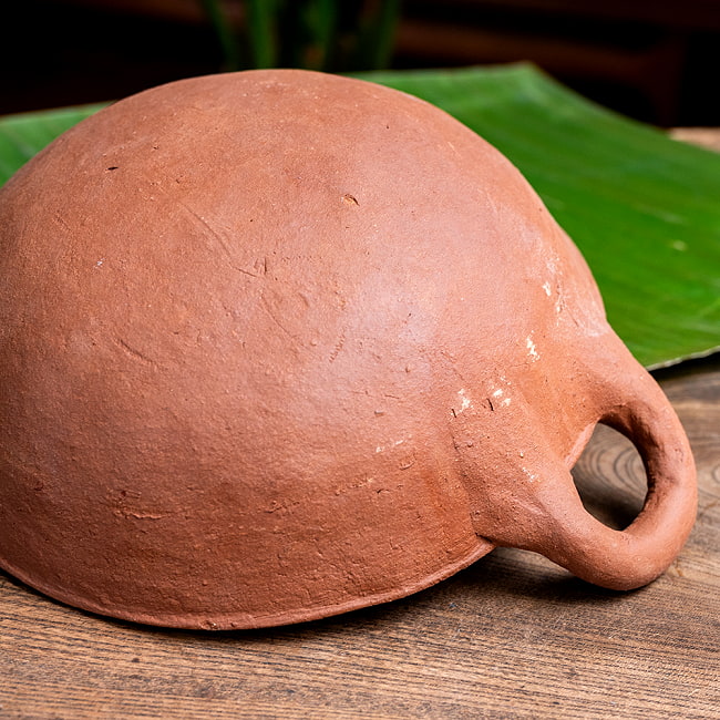 【3個セット】ワラン - スリランカ伝統の素焼き鍋 取っ手付き walang テラコッタ製 直径：20.5cm程度 9 - 拡大写真です