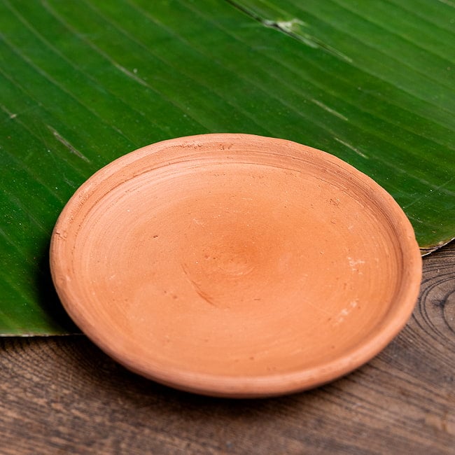 【3個セット】スリランカ伝統の素焼き小皿 テラコッタ製 直径：13cm程度  4 - 拡大写真です