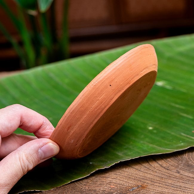 【3個セット】スリランカ伝統の素焼き小皿 テラコッタ製 直径：13cm程度  7 - 横からの写真です