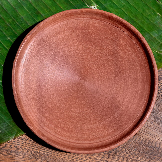 【3個セット】スリランカ伝統の素焼き皿 ライス＆カリープレート テラコッタ製 直径：26.5cm程度 4 - 拡大写真です