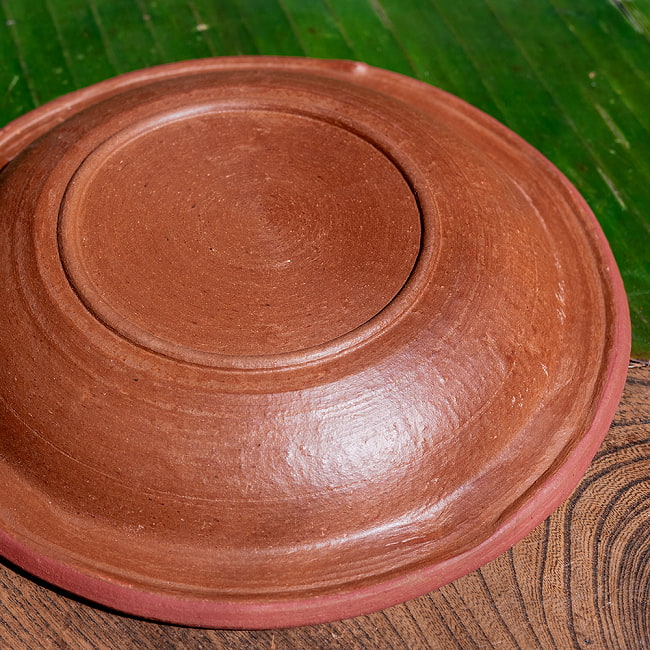【3個セット】薄深皿 スリランカ伝統の素焼き食器 スーププレート テラコッタ製 直径：20.5cm程度 8 - 拡大写真です