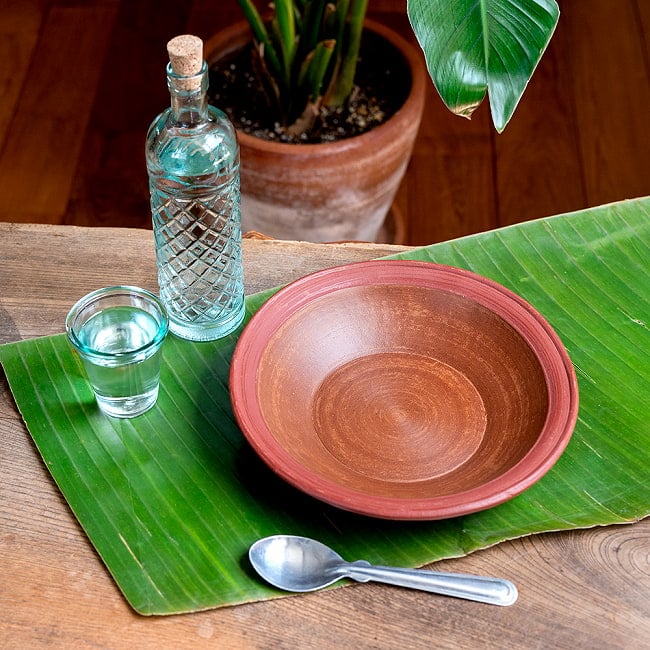 【3個セット】深皿 スリランカ伝統の素焼き食器 パスタプレート テラコッタ製 直径：24.5cm程度 3 - 