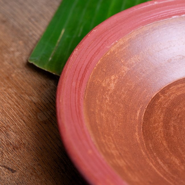 【3個セット】深皿 スリランカ伝統の素焼き食器 パスタプレート テラコッタ製 直径：24.5cm程度 5 - 
