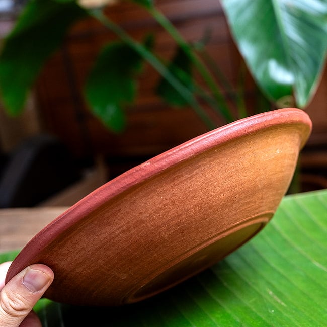 【3個セット】深皿 スリランカ伝統の素焼き食器 パスタプレート テラコッタ製 直径：24.5cm程度 6 - 
