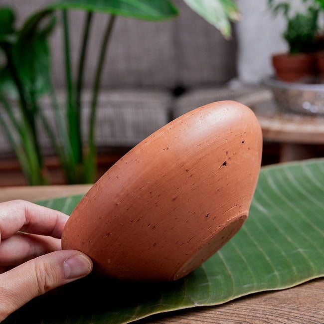 【3個セット】サラダボウル スリランカ伝統の素焼き食器 テラコッタ製 直径15.5cm程度 6 - 横からの写真です