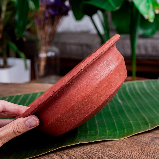 【3個セット】ワラン - スリランカ伝統の素焼き鍋 walang テラコッタ製 直径21cm程度 7 - 横からの写真です