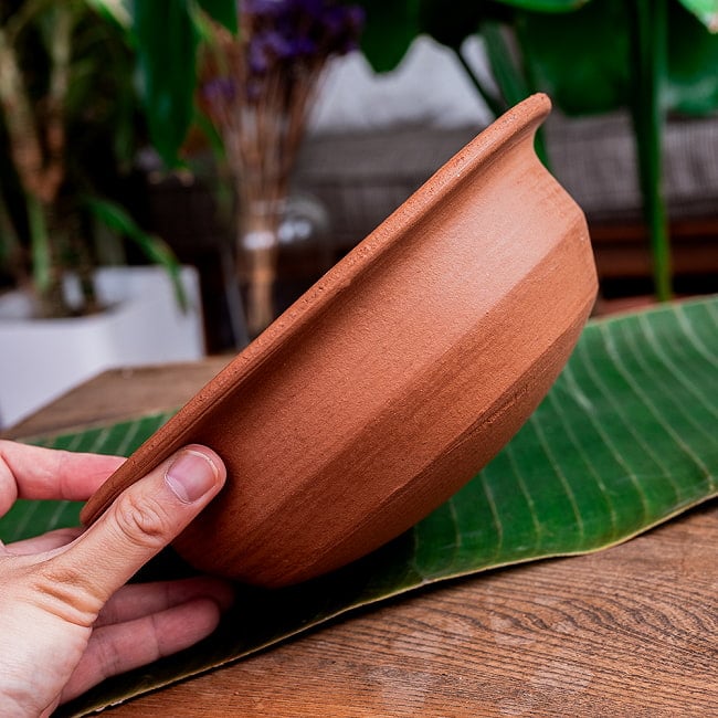【3個セット】ワラン - スリランカ伝統の素焼き鍋 walang テラコッタ製 直径22cm程度 7 - 横からの写真です