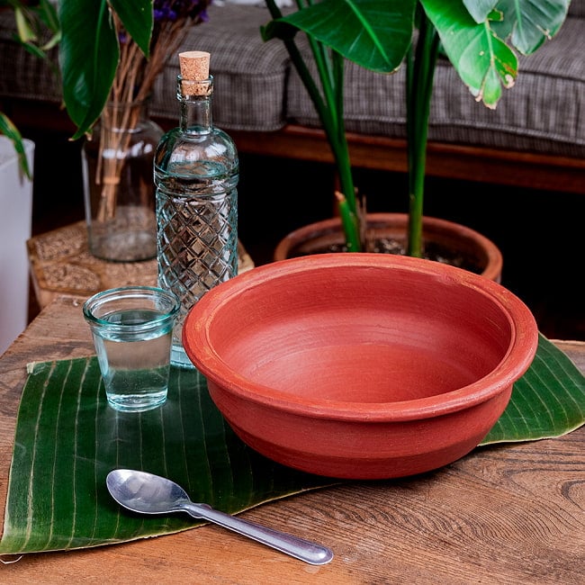 【3個セット】ワラン - スリランカ伝統の素焼き鍋 walang テラコッタ製 直径25cm程度 3 - やさしい風合いで食卓を彩ります