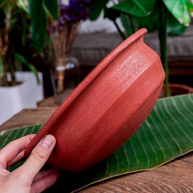 【3個セット】ワラン - スリランカ伝統の素焼き鍋 walang テラコッタ製 直径25cm程度 7 - 横からの写真です