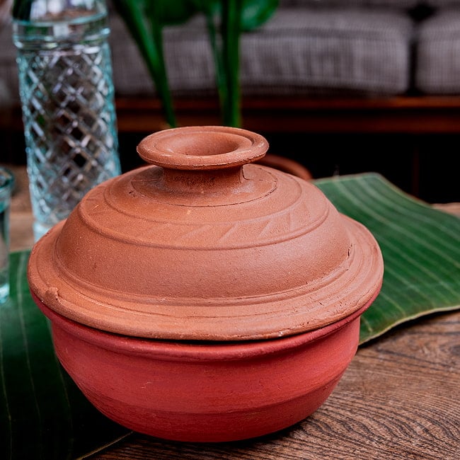 【3個セット】ワラン - スリランカ伝統の素焼き鍋 walang 蓋付き テラコッタ製 直径17.5cm程度 6 - 素朴な雰囲気の蓋が良いですね