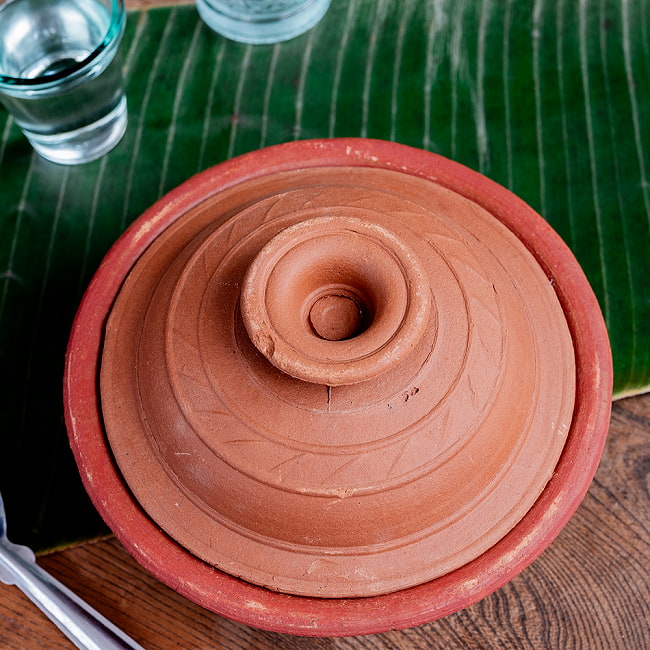 【3個セット】ワラン - スリランカ伝統の素焼き鍋 walang 蓋付き テラコッタ製 直径20.5cm程度 3 - やさしい風合いで食卓を彩ります