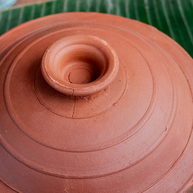 【3個セット】ワラン - スリランカ伝統の素焼き鍋 walang 蓋付き テラコッタ製 直径23.5cm程度 4 - 上からの写真です