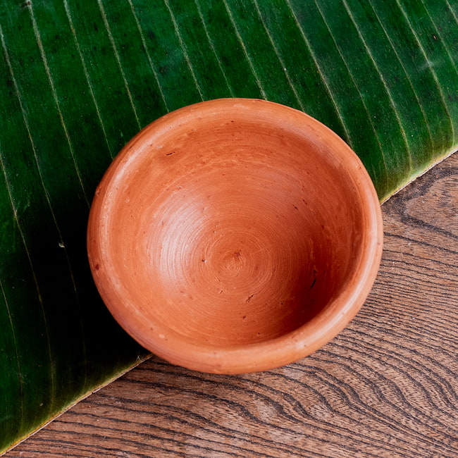 【3個セット】ミニボウル スリランカ伝統の素焼き食器 テラコッタ製 直径11.5cm程度 4 - 上からの写真です