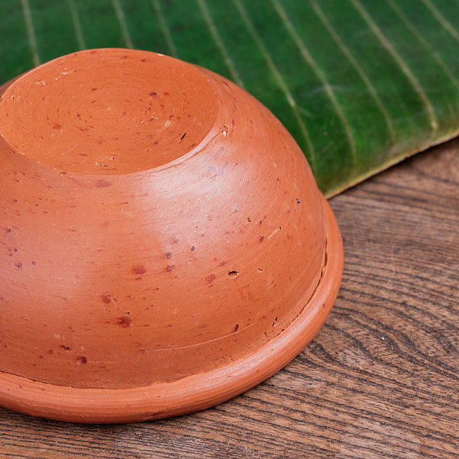 【3個セット】ミドルボウル スリランカ伝統の素焼き食器 テラコッタ製 直径12cm程度 10 - 拡大写真です