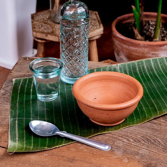 【3個セット】ミドルボウル スリランカ伝統の素焼き食器 テラコッタ製 直径15cm程度 3 - やさしい風合いで食卓を彩ります