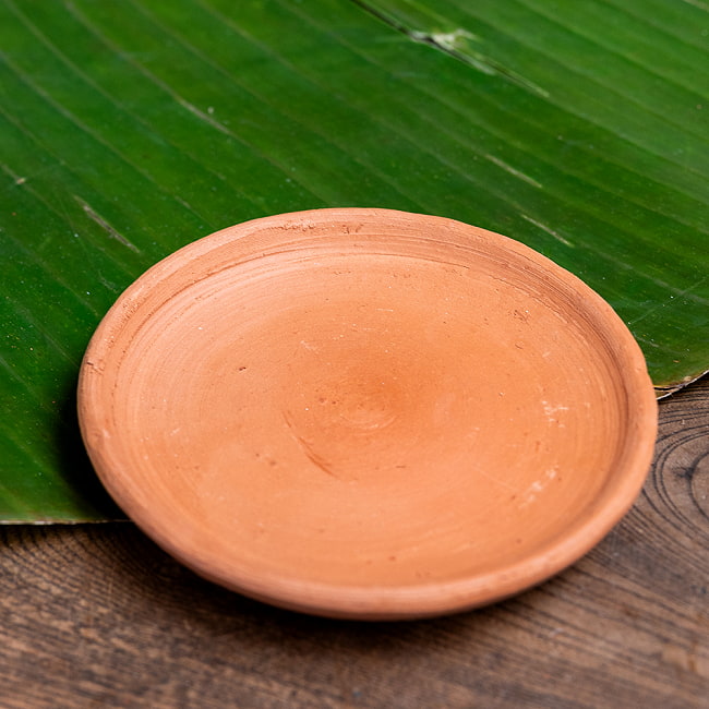 【10個セット】スリランカ伝統の素焼き小皿 テラコッタ製 直径：13cm程度  4 - 拡大写真です