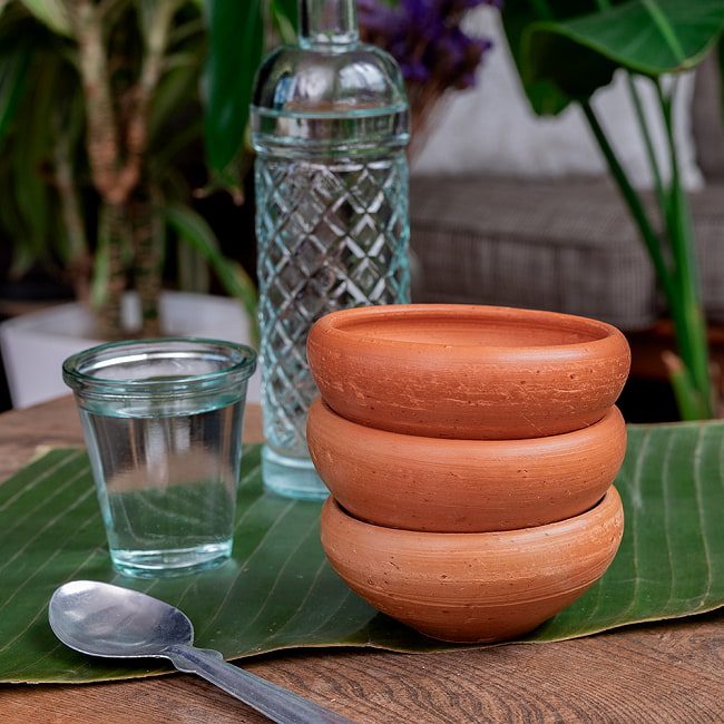 【10個セット】パリップボウル スリランカ伝統の素焼き食器 テラコッタ製  直径10.5cm程度 11 - 重ねてみたところです