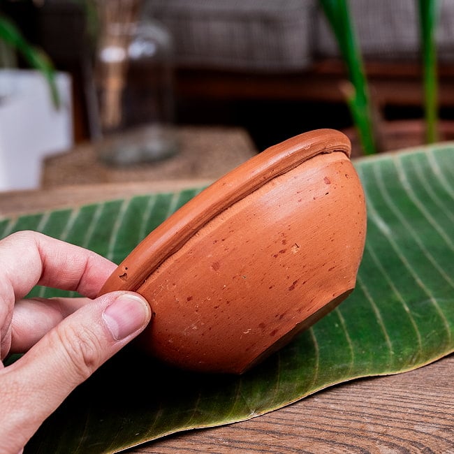 【10個セット】ミドルボウル スリランカ伝統の素焼き食器 テラコッタ製 直径12cm程度 8 - 横からの写真です