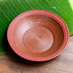 【3個セット】深皿 スリランカ伝統の素焼き食器 パスタプレート テラコッタ製 直径：24.5cm程度の写真