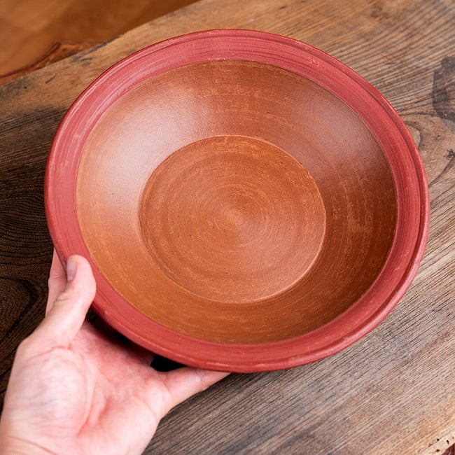 深皿 スリランカ伝統の素焼き食器 パスタプレート テラコッタ製 直径：24.5cm程度 9 - とても良い雰囲気