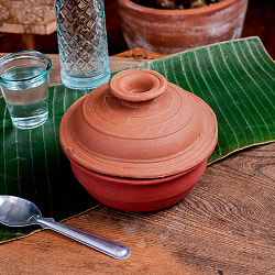【3個セット】ワラン - スリランカ伝統の素焼き鍋 walang 蓋付き テラコッタ製 直径17.5cm程度の写真