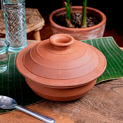 【10個セット】ワラン - スリランカ伝統の素焼き鍋 walang 蓋付き テラコッタ製 直径23.5cm程度の写真