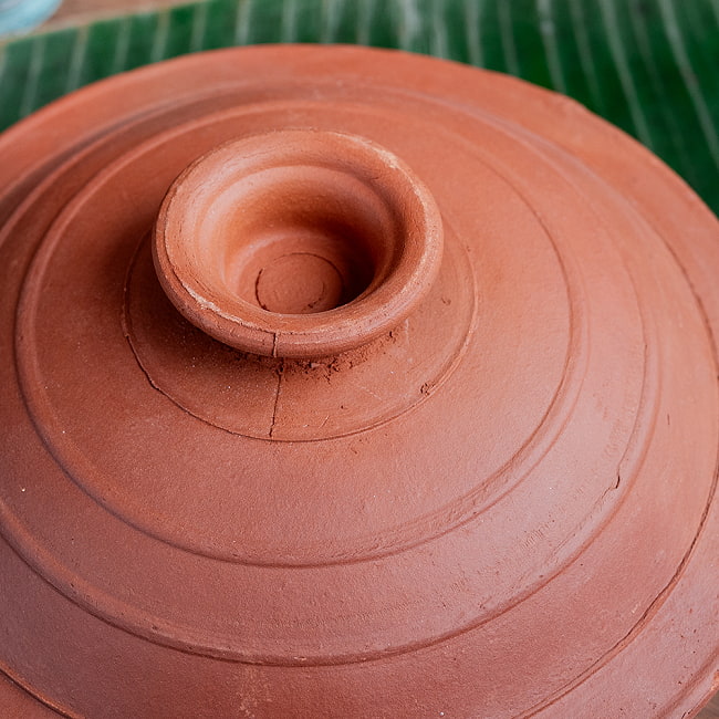 ワラン - スリランカ伝統の素焼き鍋 walang 蓋付き テラコッタ製 直径23.5cm程度 4 - 上からの写真です