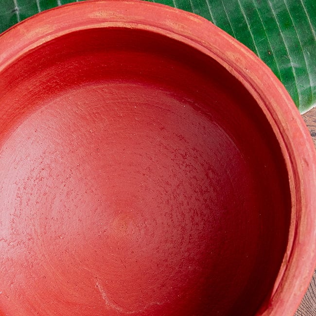 ワラン - スリランカ伝統の素焼き鍋 walang 蓋付き テラコッタ製 直径25cm程度 10 - 上からの写真です