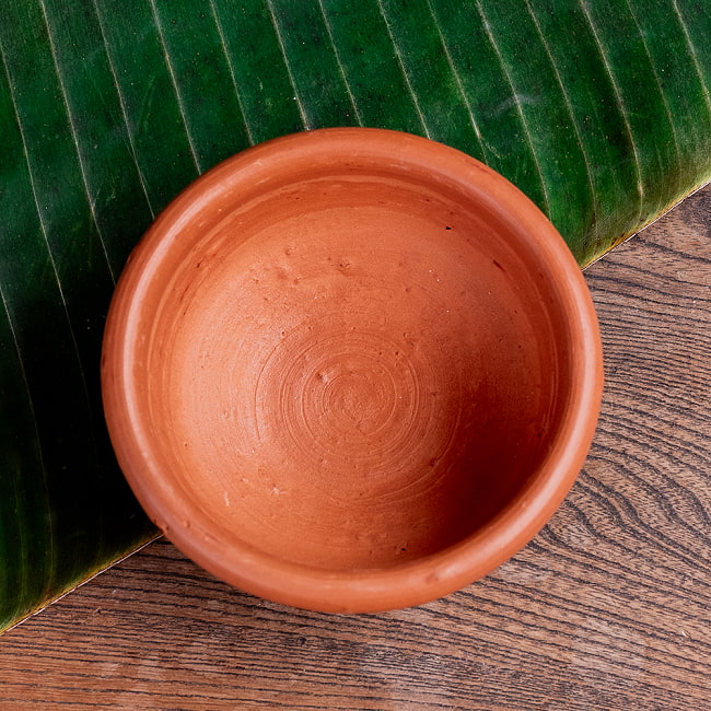 ミドルボウル スリランカ伝統の素焼き食器 テラコッタ製 直径12cm程度 4 - 上からの写真です