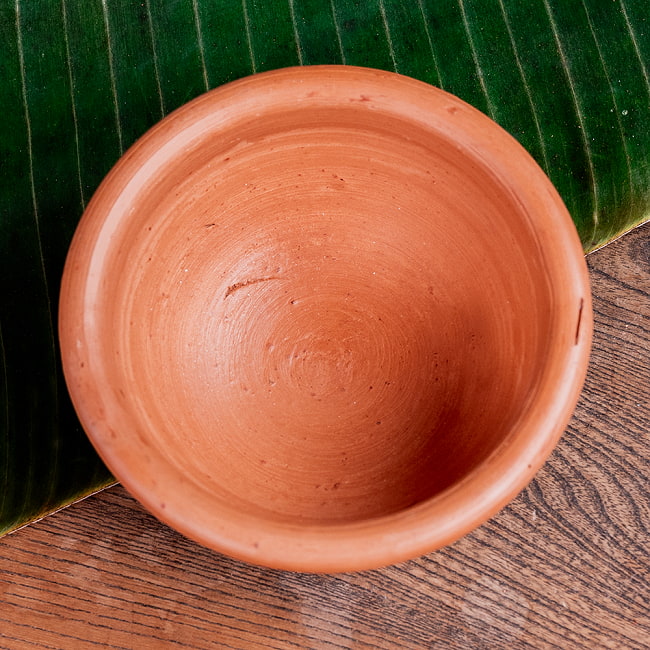 ミドルボウル スリランカ伝統の素焼き食器 テラコッタ製 直径15cm程度 4 - 上からの写真です