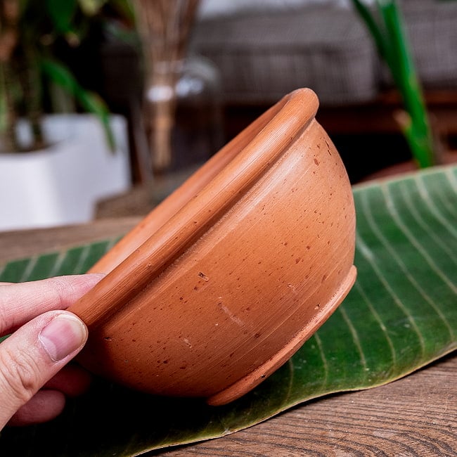 ミドルボウル スリランカ伝統の素焼き食器 テラコッタ製 直径15cm程度 8 - 横からの写真です