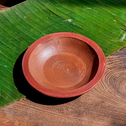 【3個セット】薄深皿 スリランカ伝統の素焼き食器 スーププレート テラコッタ製 直径：20.5cm程度の写真