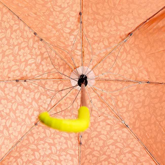 【お得な10個SET】カラフルフリンジがついた インドの ゴールデンフラワー傘・日傘 - 直径73cm程度 9 - まるでお花のような美しい骨組。