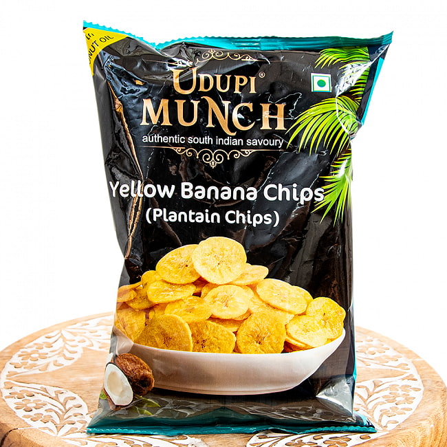 【Udupi Munch】 ココナッツオイルで揚げたバナナチップス Yellow Banana Chips（Plantain Chips） 150gの写真インド,お菓子,マサラスナック,スナック