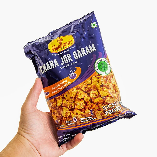 インドのお菓子 潰しチャナ豆のスパイシースナック - チャナ　ジョル　ガラム - CHANA JOR GARAM 200g[HARDIRAM