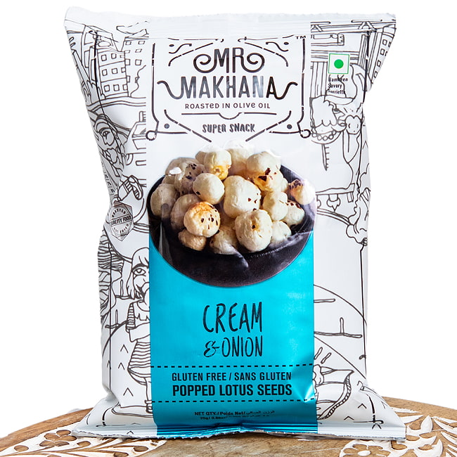 MR MAKHANA CREAM AND ONION クリームオニオン味 インド発祥のスーパーフードの写真ロータスシード,フォックスナッツ,マカーナ,ゴルゴンナッツ