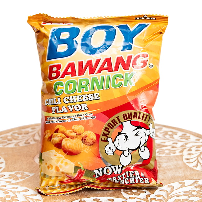 【ボーイバワン】 フライドコーンスナック チリチーズフレーバーの写真BOYBAWANG, ボーイバワン, チリチーズ味, フライドコーン, ピリ辛スナック, チーズ好き必見, やみつき食感, アジアンおやつ, おつまみに最強