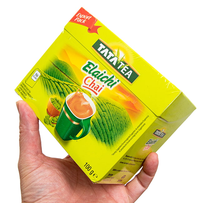 カルダモンチャイ TATA TEA Elaichi ティーバッグ50包 3 - これくらいのサイズ感です。