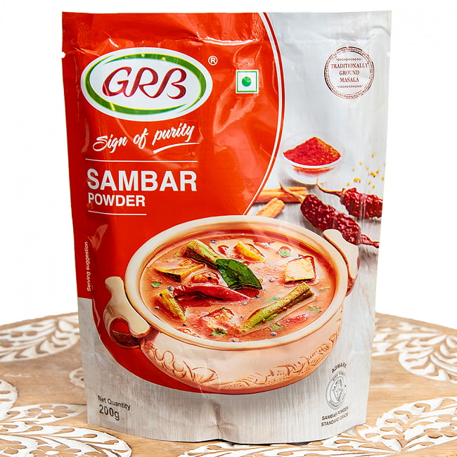 サンバル パウダー 南インドの豆野菜スープ「サンバル」が作れるスパイスミックス【GRB】 SAMBAR POWDER 200Gの写真サンバル,サンバルマサラ,ミールス,ティファン,スパイス,インド料理,カレー粉,ミックススパイス,ハラル