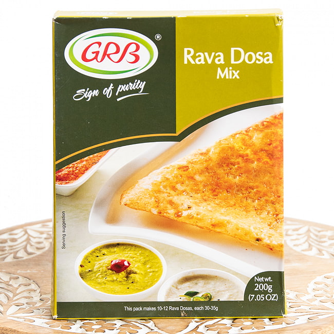 南インドの軽食 ラヴァドーサの素 200g Rava Dosa Mix【GRB】の写真ティファン,イドゥリ,ドーサ,サンバル,チャトニ