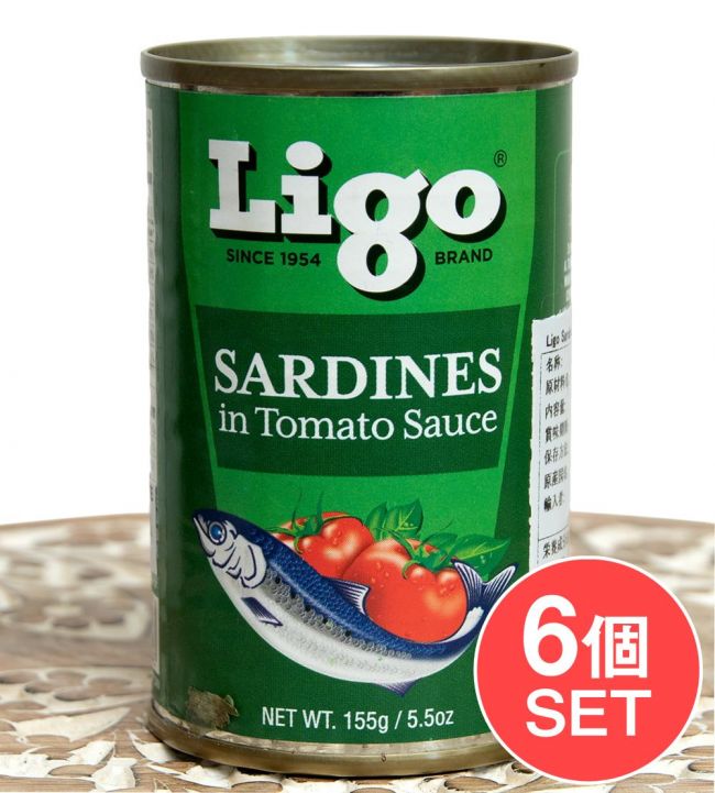 【6個セット】サーディン - いわしのトマト煮 - SARDINES in Tomato Souce[155g]の写真セット,オイルサーディン,いわし,缶詰,フィリピン