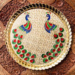 【約25.5cm】インドの礼拝皿 プージャターリー 孔雀の商品写真