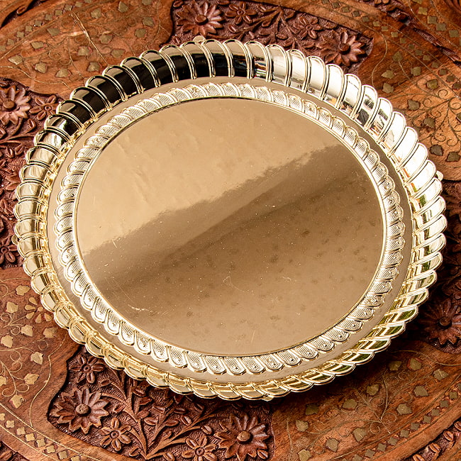 【約26.5cm】インドの礼拝皿 プージャターリー シンプル 4 - インテリアにもぴったりですね。