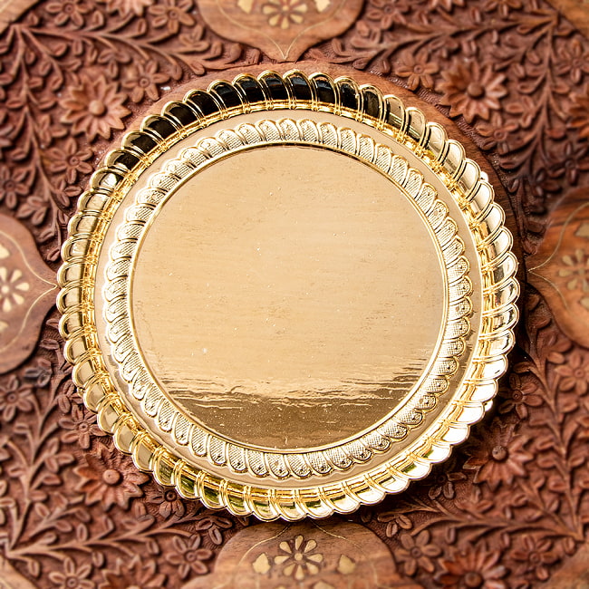 【約20cm】インドの礼拝皿 プージャターリー シンプルの写真1枚目です。シンプルながらも美しいお皿です。インドでは神様へのお供物などに用います。礼拝,puja,プージャ,mina,thali
